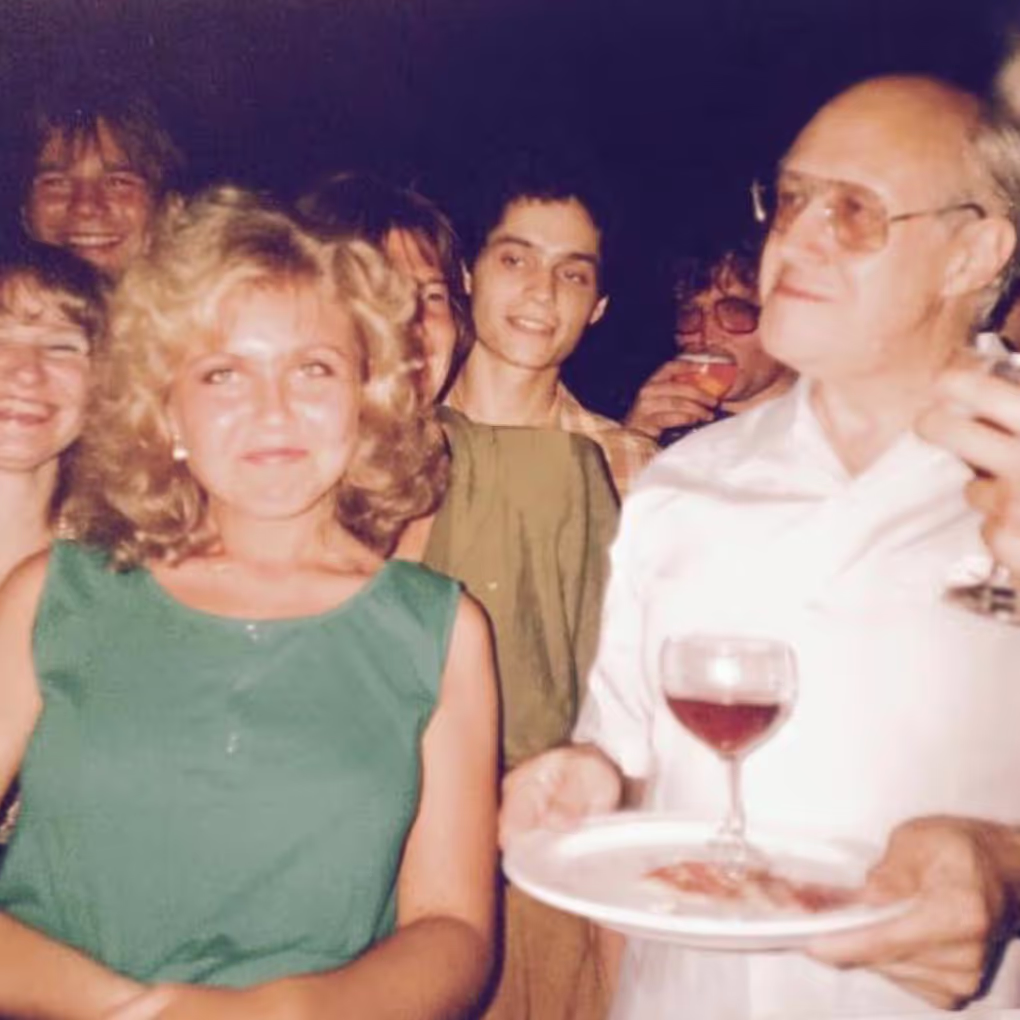 A party photograph from July 1989, Spain — playing Prokofiev under Rostropovich's baton, where he asked me what I would come to call the Rostropovich Question.